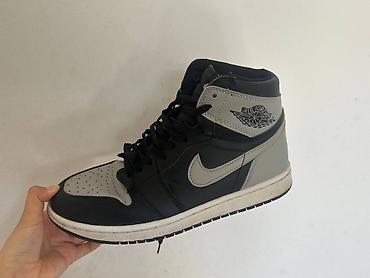 aj1: Nike Air Jordan 1 High, цветовая схема Black/Grey. - Высокие — 3