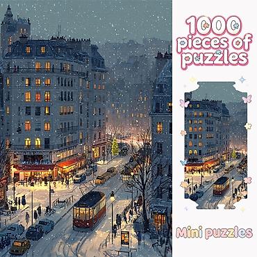 advent calendar: Пазл «Зимний городской вечер» — 1000 элементов - Иллюстрация: уютная — 1