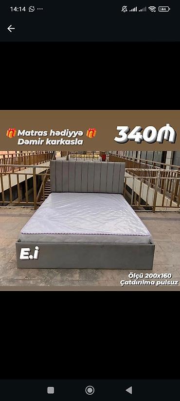 ucuz kasa: Məhsul: Yumşaq başlıqlı iki nəfərlik çarpayı - Ölçü: 200 x 160 sm — 1