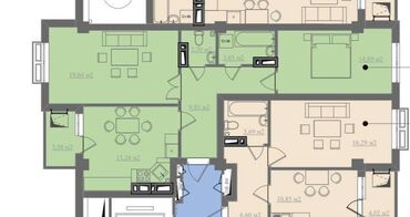 квартиры чайка: 2 комнаты, 71 м², Элитка, 6 этаж, Евроремонт
