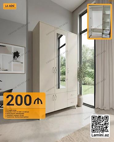 Мебель: LA MINI – 3 qapılı dolab - Ölçülər: D 45 × H 200 × U 120 sm - — 1
