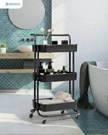 desmal: Metal 3 rəfli təkərli təşkilatçı araba - Rəng: qara - Material: metal — 4