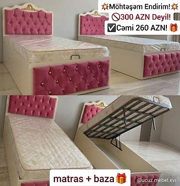 Çarpayı dəsti – matras + baza - Ölçü: tək nəfərlik - Başlıq: yumşaq