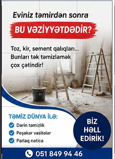 Təmizlik | Mənzillər | Təmirdən sonra təmizlik lalafo.az -da Təmizlik | Mənzillər | Təmirdən sonra təmizlik