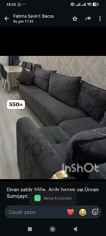 Divan satılır 550₼. Açılır bazası var.Ünvan Sumqayıt. 4647. Fatimə99 lalafo.az -da Divan satılır 550₼. Açılır bazası var.Ünvan Sumqayıt. 4647. Fatimə99