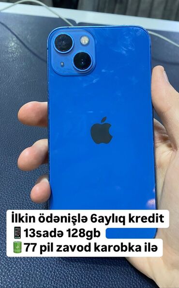 Apple iPhone: IPhone 13, 128 GB, Pacific Blue, Zəmanət, Simsiz şarj, Face ID