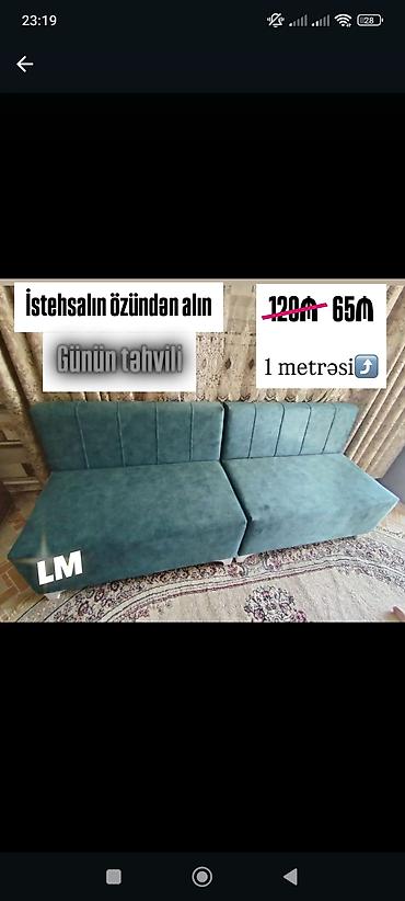 Məhsul: Yumşaq məxməri parça ilə işlənmiş iki hissəli divan - Rəng