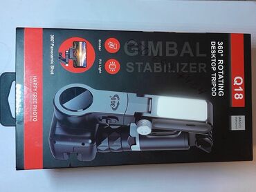 360 kamera qiymeti: Q18 360° Rotating Desktop Tripod – Gimbal Stabilizer + Daxili İşıq
