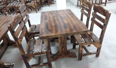 işlenmiş stol stul: İşlənmiş, Dördbucaq masa, 4 stul, Stullar ilə, Taxta, Azərbaycan