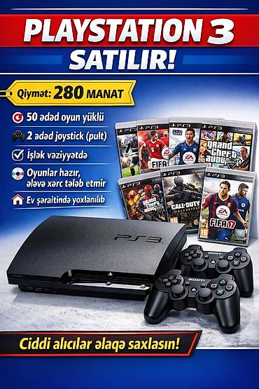 Видеоигры и приставки: 🎮 PlayStation 3 satılır 💰 Qiymət: 280 manat 🎯 50 ədəd oyun yüklü 🎮 2 — 1