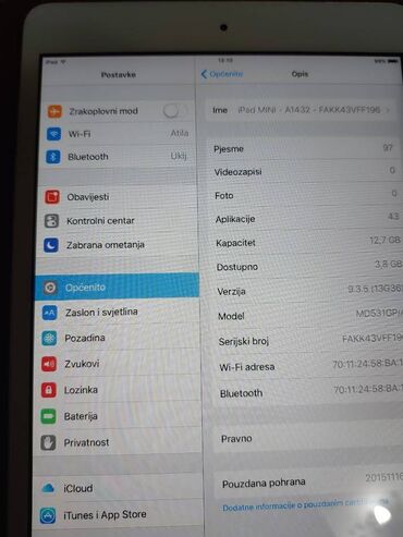 Tableti: APPLE iPad MINI = WiFi = iCloud FREE = 7.9 Baterija jako dobro drzi — 8