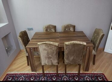 teleb olunur: Qonaq otağı üçün, Yeni, Açılan, Dördbucaq masa, 6 stul, Azərbaycan