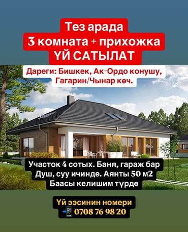 Продажа домов: Дом, 50 м², 3 комнаты, Собственник