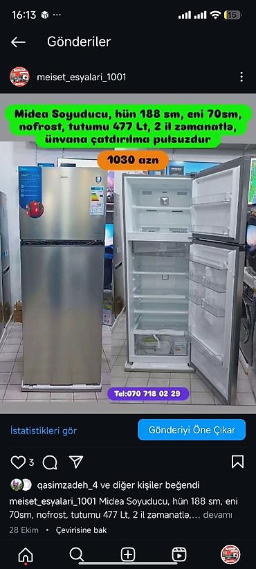 zil satilir: Soyuducular anbardardan satış 399 azn baslayir. Ünvana çatdırılma — 10