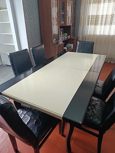 islənmis stullar: Qonaq otağı üçün, İşlənmiş, Açılan, Dördbucaq masa, 6 stul — 3