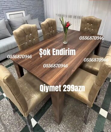 tek adamliq kravatlar: Qonaq otağı üçün, Yeni, Açılmayan, Dördbucaq masa, 6 stul