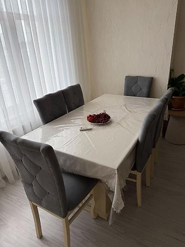 ikinci el stollar: Qonaq otağı üçün, İşlənmiş, Dördbucaq masa, 6 stul — 1