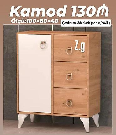 Komodlar: Kamod – ölçü: 100×80×40 sm - Dizayn: açıq rəngli ağ qapı və ağ — 1