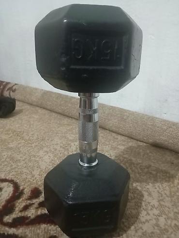 Гантель шестигранная 15 кг — 1 шт. - Вес: 15 кг (маркировка 15KG на