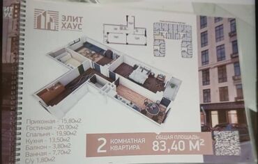 Продажа квартир: 2 комнаты, 83 м², 7 этаж, ПСО (под самоотделку)