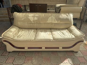 обшивка дивана: Модульный диван, цвет - Белый, Б/у