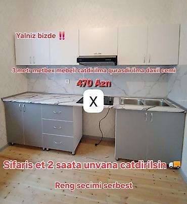3 metr mətbəx mebeli dəsti - Yuxarı və aşağı dolablar, çekmecələr