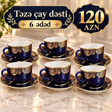 Çay dəsti, rəng - Göy, Keramika, 6 nəfərlik lalafo.az -da Çay dəsti, rəng - Göy, Keramika, 6 nəfərlik
