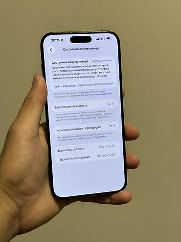 оригинальные аирподсы 1: IPhone 15 Pro Max, Б/у, 256 ГБ, Черный, 78 % — 7