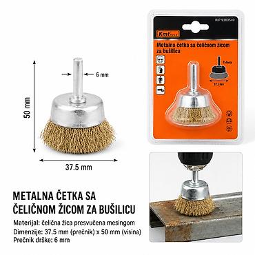 KMT Style čašasta žičana četka za bušilicu – 37,5 mm Opis: - Metalna