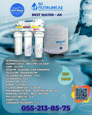 primax su filteri: BEST WATER modelləri. Məişət su filtrləri