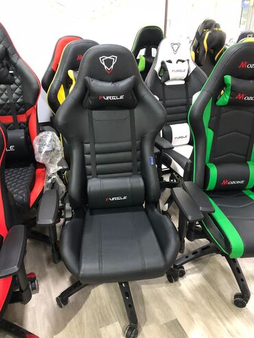 Ofis və oyun kresloları: Yeni, Təkərli, Qolları tənzimlənir, Dəri — 18