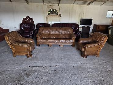 Stilske garniture: Kožna garnitura za dnevnu sobu – 1 - Sastav: trosed i dve fotelje - — 4