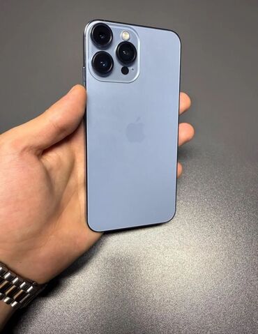 Elektronika: IPhone 13 Pro Max, 64 GB, Blue Titanium, Zəmanət, Barmaq izi, Simsiz şarj
