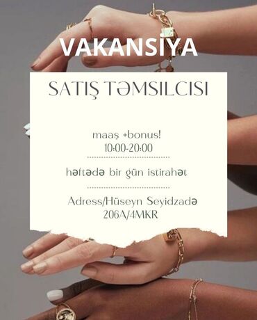 satıcı kassir: Satış meneceri tələb olunur, Yalnız qadınlar üçün, 18-29 yaş, Aylıq ödəniş