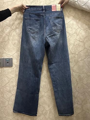 5 15: Qadın/Unisex mavi denim cins şalvar - Kəsim: düz, rahat fit (straight — 2