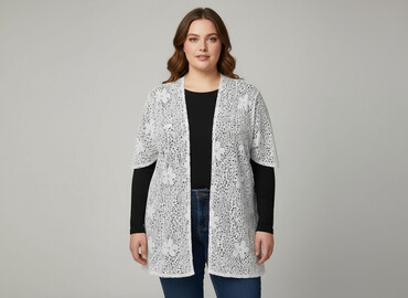 elegancka bluzka damska plus size: RAINBOW, Накидка жіноча, розмір 7XL