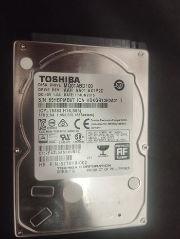 Видеокарты: Внутренний Жёсткий диск (HDD) Toshiba, 1 ТБ, 10000 RPM, 2.5", Новый