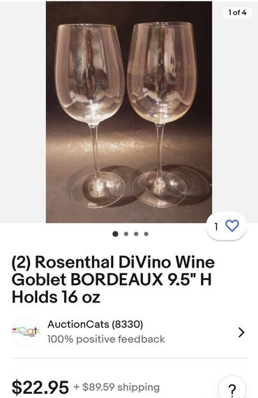 Čaše: Case za vino kristal Rosenthal,duvano staklo 80,90te. Case tanji — 4