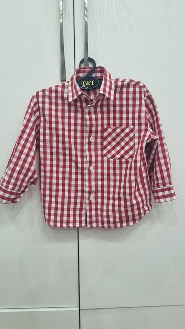 рубашка для мальчика: Детский топ, рубашка, цвет - Красный, Б/у