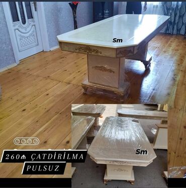 Sifarişlə masa və oturacaq dəstləri: Dördbucaq masa, Qonaq otağı üçün, Zəmanətli — 8