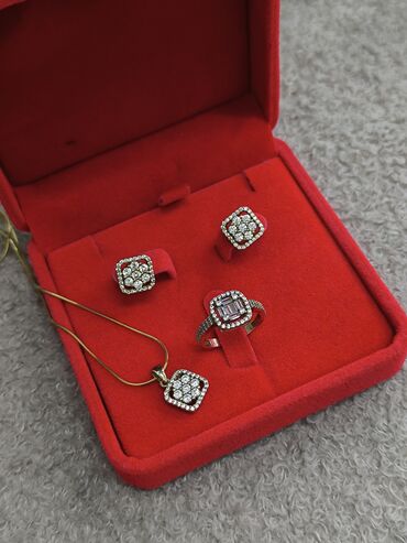 Наборы украшений: Комплект ювелирных украшений из серебра напыления жёлтое золото с — 2