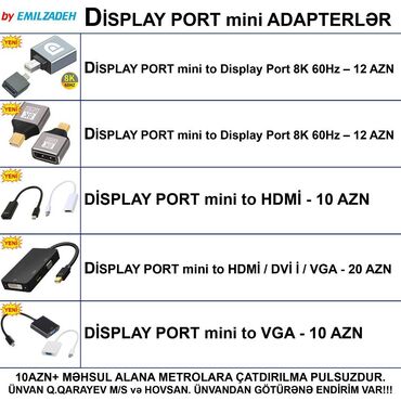 Masaüstü kompüterlər və iş stansiyaları: Displayport mini adapterlər ünvandan götürənə endi̇ri̇m var!!! 📍ünvan