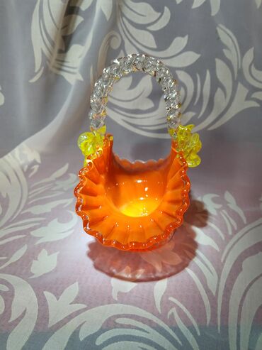 Ostali kućni dekor: Murano nova korpa,duvano staklo 70te. Korpica nova,sve na njoj je — 1