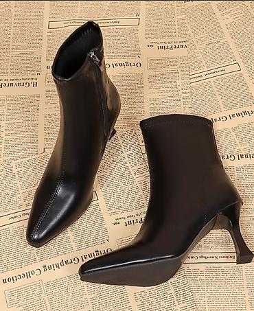 manikur pedikur aparatlari: Qadınlar üçün qara qısa çəkmə (ankle boot) - Model: sivri burunlu — 1