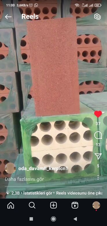 Kərpiclər: Oda davamlı, hər növdə hər ölçüdə istənilən rəngdə kərpiclər. içi — 30