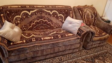 kreslo yataq: Б/у, Диван-кровать, 2 кресла, Без подьемного механизма, Раскладной