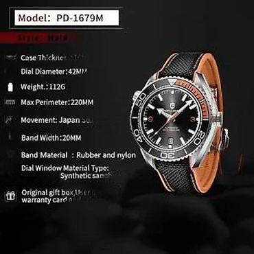 Ručni satovi: Pagani Design PD-1679 -Crna-Omega Seamaster Planet Ocean Potpuno nov — 12