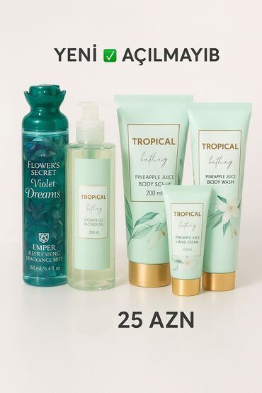 ✨ Bədən üçün baxım dəsti ✨ Təzə, açılmamış tropik ananas ətirli