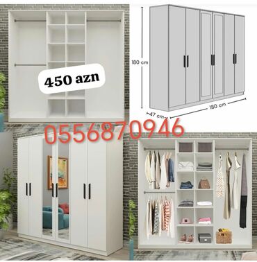 Dolablar: Yeni, Açılan, 5 qapı Düz dolab, Qarderob, paltar dolabı, Azərbaycan — 9