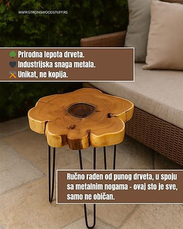 Klub sto CVET je ručno rađeni sto od drveta Bagrema u kombinaciji sa at lalafo.rs — 1 Klub sto CVET je ručno rađeni sto od drveta Bagrema u kombinaciji sa — 1